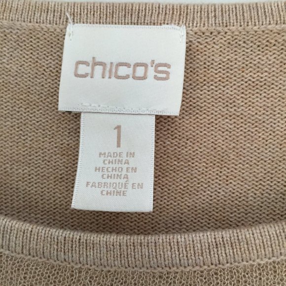 Chico's Camel Knit Sweater With Jewel Neckline Size 1(Medium) - Picture 4 of 6
